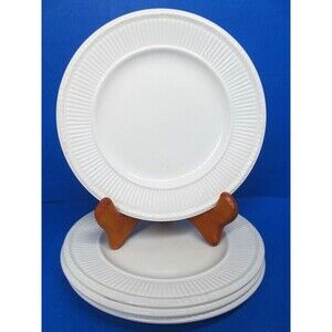 Wedgwood Edme Ribbed Set Of 4 White 6 3/8" Dessert Plates Excellent